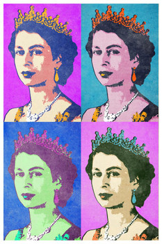 Laminated Queen Elizabeth II Bright Pop Art Print Poster Dry Erase Sign 12x18