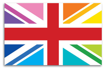 Laminated Great Britain Rainbow Gay Lesbian Rights Flag Art Print Poster Dry Erase Sign 18x12