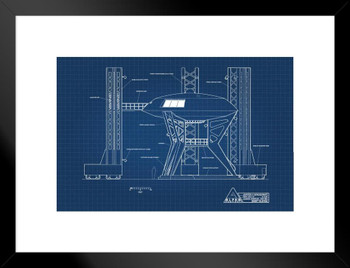 Lost In Space Jupiter 2 Launch Pad Blueprint Matted Framed Wall Art Print 20x26 inch