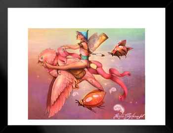 The Faery Express by Renee Biertempfel Fantasy Art Matted Framed Wall Art Print 20x26 inch