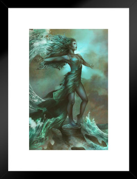 Breaking Waves by Renee Biertempfel Siren Fantasy Art Matted Framed Art Print Wall Decor 20x26 inch