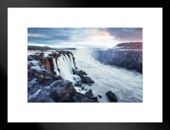 Selfoss Waterfall National Park Vatnaj Iceland Photo Matted Framed Art Print Wall Decor 26x20 inch