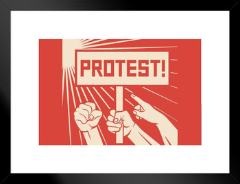 Protest Fight Resist People Demonstrating Sign Matted Framed Art Print Wall Decor 26x20 inch