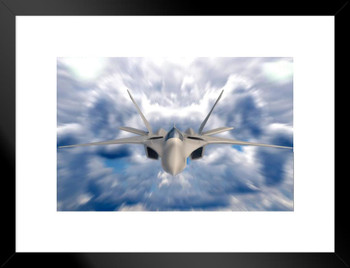 FA 18 Hornet Supersonic Combat Jet in Deep Blue Sky Photo Matted Framed Art Print Wall Decor 26x20 inch
