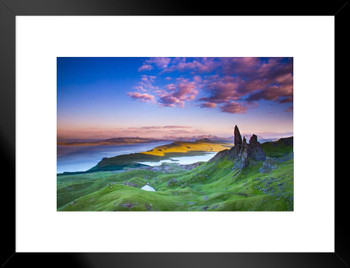 Scotland Rolling Hills Lock Landscape Sunset Photo Matted Framed Art Print Wall Decor 26x20 inch
