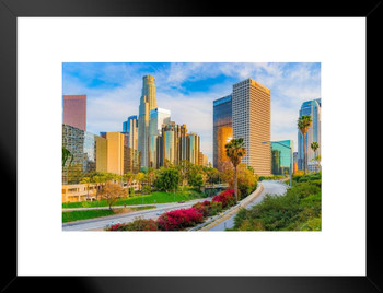 Los Angeles California Downtown Skyline Photo Matted Framed Art Print Wall Decor 26x20 inch