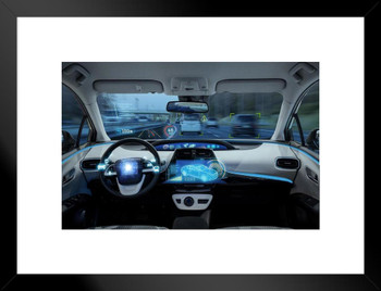 Empty Cockpit of Vehicle with HUD Head Up Display Photo Matted Framed Art Print Wall Decor 26x20 inch
