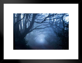 Footpath Through A Misty Woods Photo Photograph Spooky Scary Halloween Decorations Matted Framed Art Wall Decor 26x20