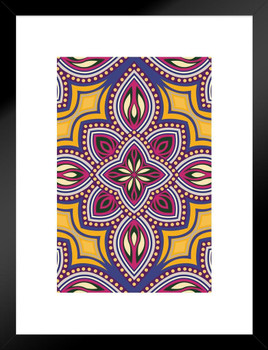 Oriental Style Tapestry Pattern Matted Framed Art Print Wall Decor 20x26 inch