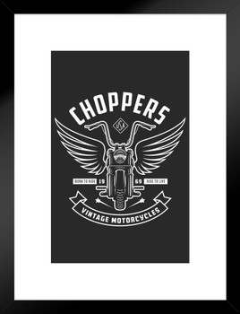 Choppers Vintage Motorcycles Born To Ride Ride To Live Matted Framed Art Print Wall Decor 20x26 inch