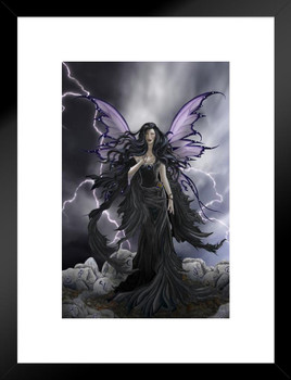 Storm Runes Fairy Queen by Nene Thomas Fantasy Poster Magical Mystical Storm Clouds Matted Framed Art Wall Decor 20x26