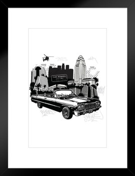 This Ones For My Homies Los Angeles California Urban Symbols B&W Matted Framed Art Print Wall Decor 20x26 inch