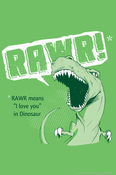 RAWR! Means I Love You In Dinosaur Funny Dinosaur Poster For Kids Room Dino Pictures Bedroom Dinosaur Decor Dinosaur Pictures For Wall Dinosaur Wall Art Print Cool Wall Art Print Poster 12x18