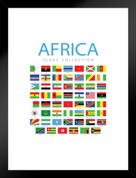 Africa Flags African Countries Country World Collection Educational Classroom Teacher Learning Homeschool Chart Display Supplies Teaching Aide Matted Framed Art Wall Decor 20x26