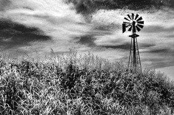 Laminated Timeless Windmill Texas Hill Country Rural Scene Photo Art Print Poster Dry Erase Sign 18x12
