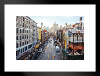 View of Chinatown from Manhattan Bridge New York City NYC Photo Matted Framed Art Print Wall Decor 26x20 inch