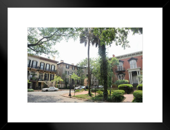 Savanah Street Corner Mercer Williams House Monterey Square Photo Matted Framed Art Print Wall Decor 26x20 inch