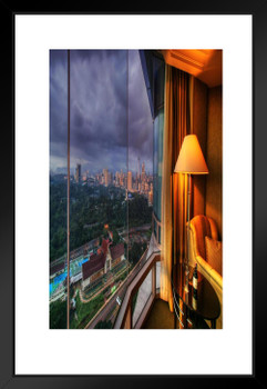 View of Kuala Lumpur Malaysia Skyline From Hotel Room Photo Matted Framed Art Print Wall Decor 20x26 inch