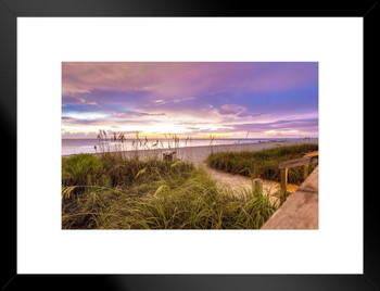 Naples Florida Beach Shoreline and Calm Ocean Photo Art Print Matted Framed Wall Art 26x20 inch