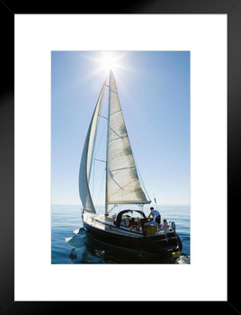 A Family Going Sailing on Sailboat Yacht Photo Matted Framed Art Print Wall Decor 26x20 inch