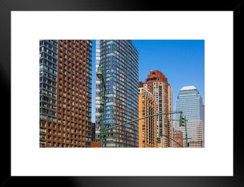 Little West Street Battery Park City Manhattan New York City NYC Photo Matted Framed Art Print Wall Decor 26x20 inch