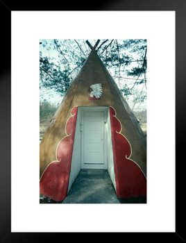 Teepee Motel Entrance Roadside Attraction Photo Matted Framed Art Print Wall Decor 26x20 inch