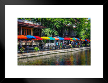 San Antonio Texas River Walk Paseo del Ro in Color Photo Matted Framed Art Print Wall Decor 26x20 inch