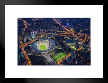 Aerial View Shanghai Stadium in Xuhui District China Photo Matted Framed Art Print Wall Decor 26x20 inch