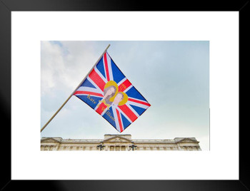 Buckingham Palace with Royal Wedding Flag London England UK Photo Matted Framed Art Print Wall Decor 26x20 inch