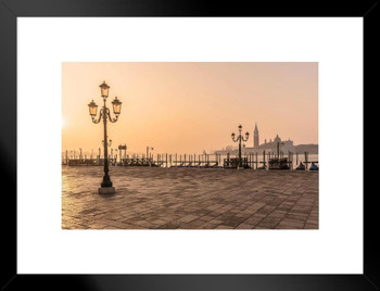 Piazza San Marco at Dawn Venice Italy Europe Photo Matted Framed Art Print Wall Decor 26x20 inch