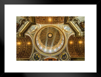 Dome and Frescos St Peters Basilica in Rome Italy Photo Matted Framed Art Print Wall Decor 26x20 inch