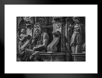 Moses Rachel and Leah Statues Tomb Pope Julius II Photo Matted Framed Art Print Wall Decor 26x20 inch