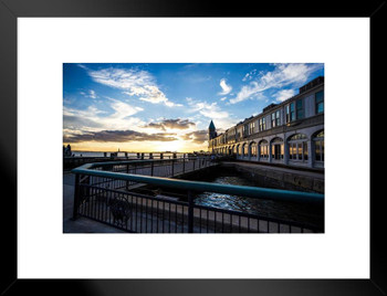 Manhattans Pier 1 During Dramatic Sunset Photo Matted Framed Art Print Wall Decor 26x20 inch