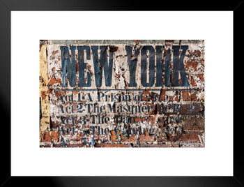 Vintage Textures Old Fragments Brick Wall Play Movie Quote Scene Act Theater Stage Backstage Matted Framed Art Wall Decor 26x20