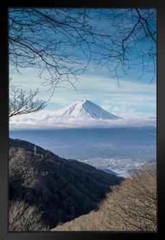 Winter Fuji Honshu Island Japan Photo Matted Framed Art Print Wall Decor 20x26 inch