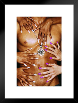 Female Hands on a Muscular Male Torso Photo Matted Framed Art Print Wall Decor 20x26 inch