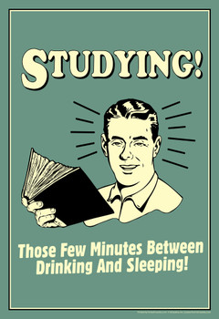 Studying! Those Few Minutes Between Drinking And Sleeping! Retro Humor Cool Wall Decor Art Print Poster 12x18