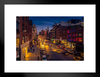 High Line Park New York City in Winter at Dusk Photo Matted Framed Art Print Wall Decor 26x20 inch