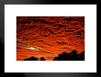 Fire in the Sky at Dusk El Paso Texas Photo Matted Framed Art Print Wall Decor 26x20 inch