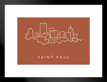 Saint Paul Skyline Pencil Sketch Matted Framed Art Print Wall Decor 26x20 inch