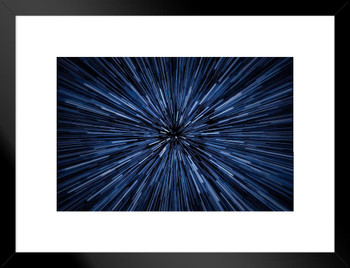 Speed Of Light Jump Lightspeed Stars Blurred Streaking Outer Space Matted Framed Art Print Wall Decor 26x20 inch
