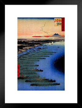 Utagawa Hiroshige Minami Shinagawa and Samezu Coast Japanese Art Poster Traditional Japanese Wall Decor Hiroshige Woodblock Landscape Artwork Bay Asian Print Matted Framed Art Wall Decor 20x26