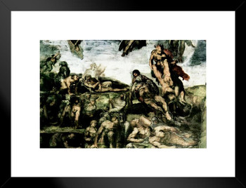 Michelangelo Last Judgement IV Resurrection Dead Graves Fine Art Matted Framed Wall Art Print 20x26