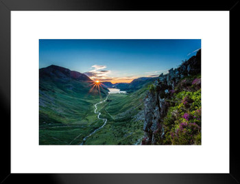 Buttermere North West England Sunset Landscape Photo Matted Framed Art Print Wall Decor 26x20 inch