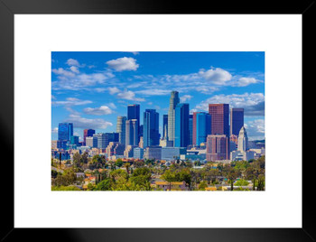 Skyscrapers of Los Angeles California Downtown Skyline Photo Matted Framed Art Wall Decor 20x26