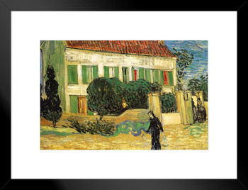 Vincent Van Gogh White House at Night Van Gogh Wall Art Impressionist Painting Style Nature Spring Flower Wall Decor Landscape Field Home Poster Romantic Artwork Matted Framed Art Wall Decor 26x20