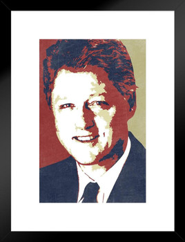President William Jefferson Bill Clinton Pop Art Democratic Politician POTUS Matted Framed Art Wall Decor 20x26