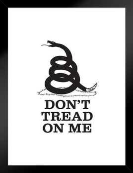 Gadsden Flag Dont Tread On Me Rattlesnake Coiled Ready To Strike White Matted Framed Wall Art Print 20x26 inch