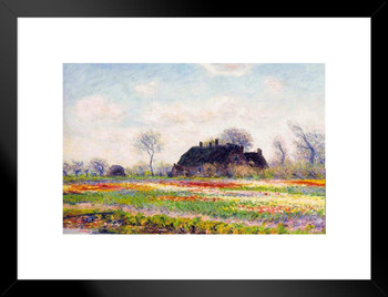 Claude Monet Tulip Fields At Sassenheim Near Leiden Impressionist Art Posters Claude Monet Prints Nature Landscape Painting Claude Monet Canvas Wall Art French Matted Framed Art Wall Decor 26x20