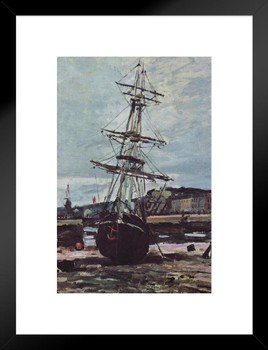 Claude Monet Aground Boat In Fecamp 1868 Oil On Canvas French Impressionist Artist Matted Framed Wall Art Print 20x26